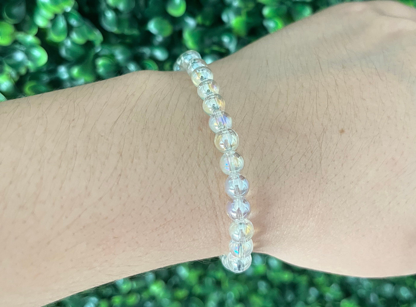 Aqua Aura Quartz Crystal Bracelet Sm 6mm
