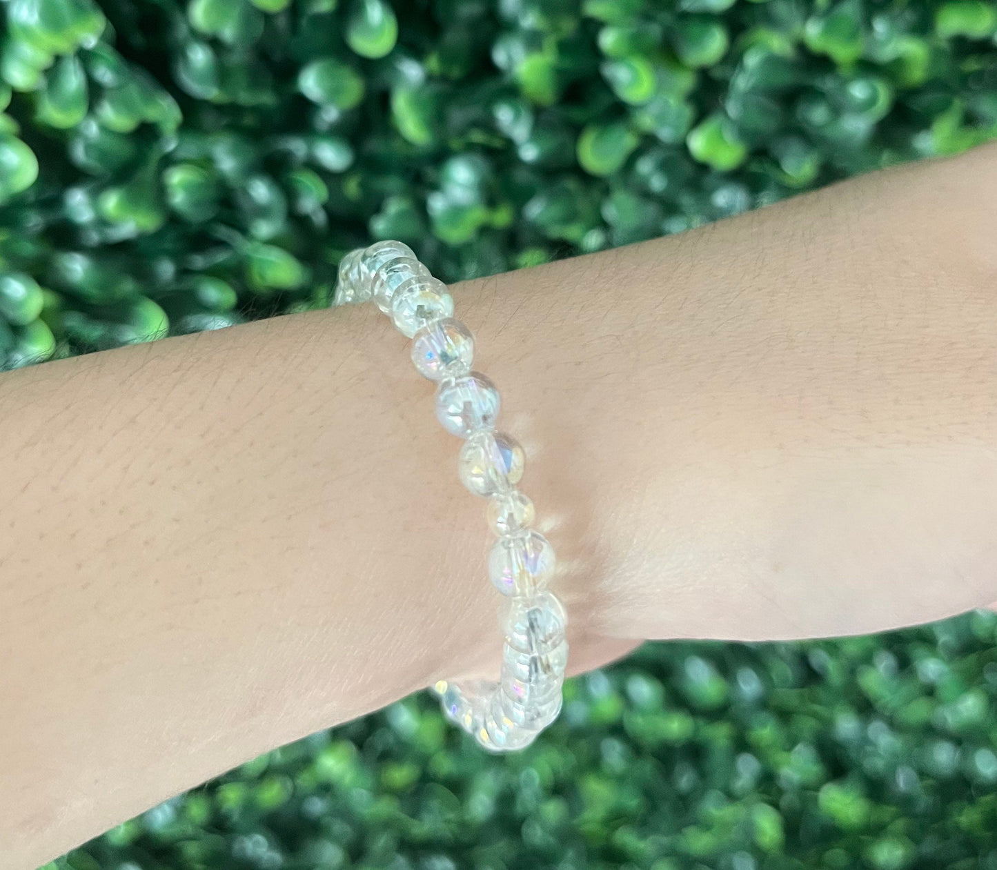 Aqua Aura Quartz Crystal Bracelet Sm 6mm