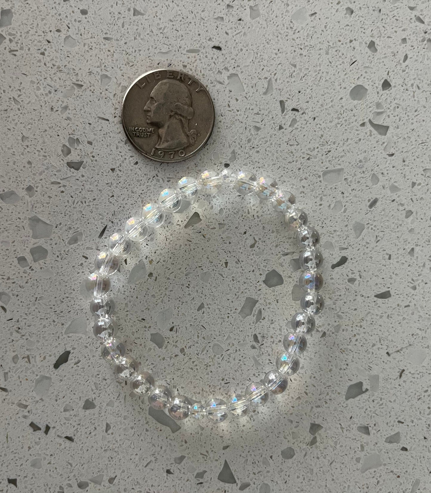 Aqua Aura Quartz Crystal Bracelet Sm 6mm