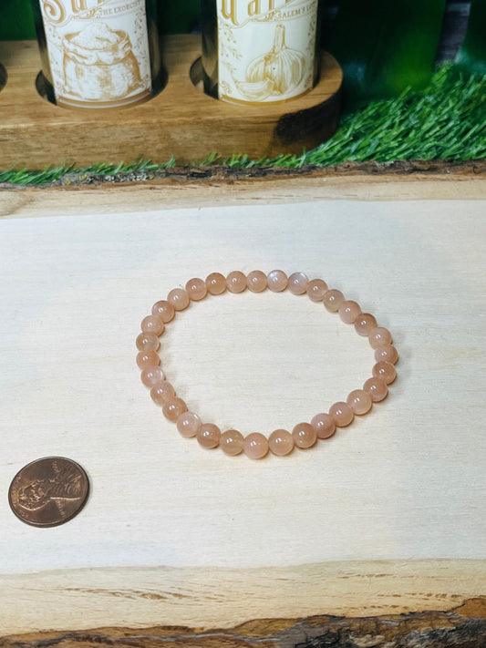 Peach Moonstone Stretchy Bracelet High Quality