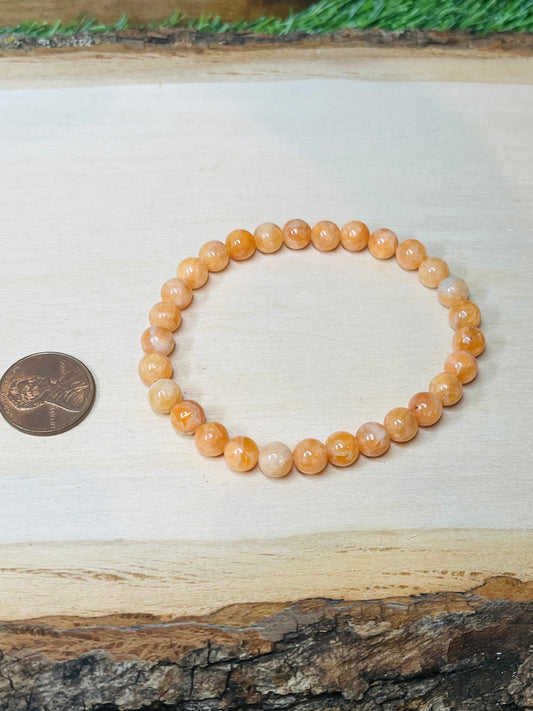 Orange Calcite Stretchy Bracelet 6mm
